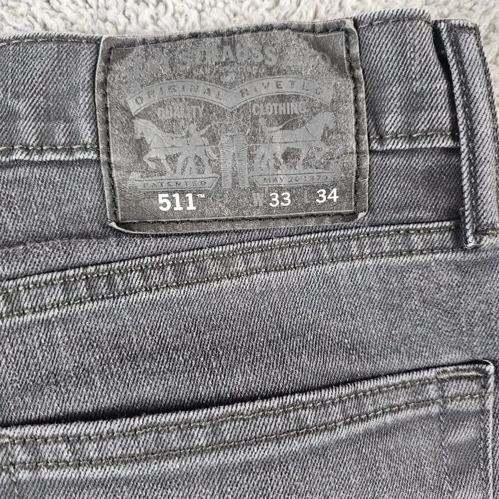 Levis 511 Jeans Mens 32x32 Black Slim Straight Casual Skater Rocker Distressed
